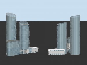 city office building construction avant-garde design hotel - 513 3D Model