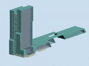 city office building construction avant-garde design hotel - 520 3D Model