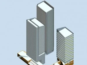 city office building construction avant-garde design hotel - 521 3D Model