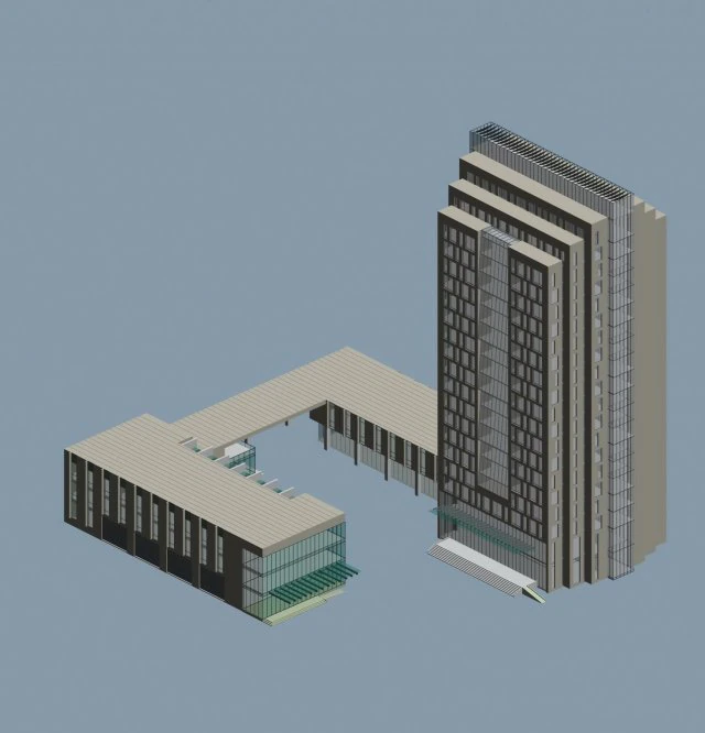 city office building construction avant-garde design hotel - 522 3D Model .c4d .max .obj .3ds .fbx .stl .blend