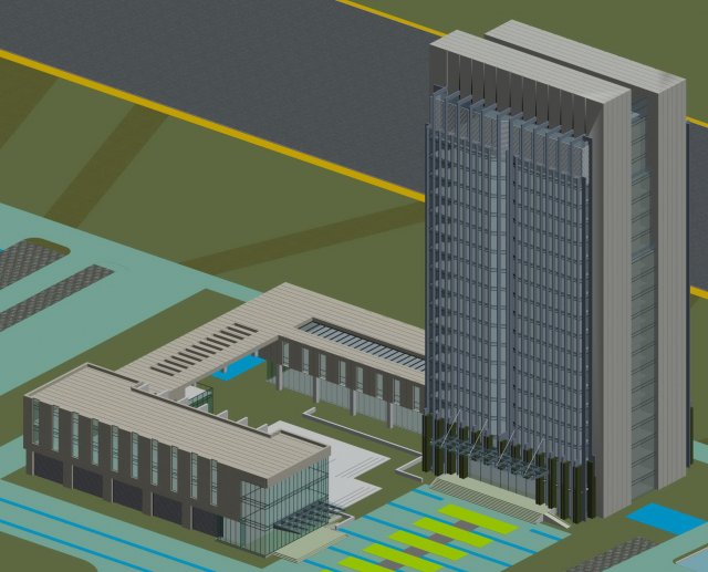city office building construction avant-garde design hotel - 523 3D Модель .c4d .max .obj .3ds .fbx .stl .blend 