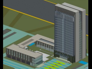 city office building construction avant-garde design hotel - 523 3D Model