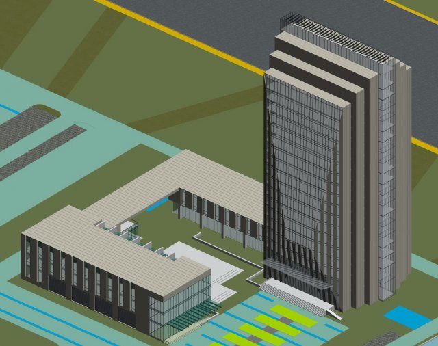 city office building construction avant-garde design hotel - 528 3D-Modell .c4d .max .obj .3ds .fbx .stl .blend 