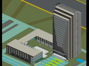 строительство городского офисного здания авангардный дизайн-отель - 528 3D Модель