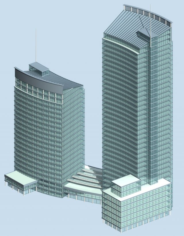 city office building construction avant-garde design hotel - 529 3D Model .c4d .max .obj .3ds .fbx .stl .blend 