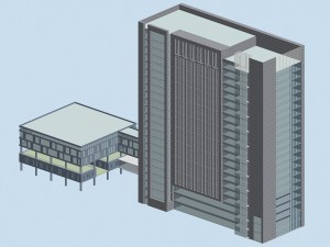 city office building construction avant-garde design hotel - 531 3D Model