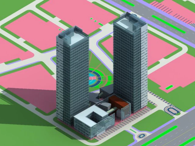 city office building construction avant-garde design hotel - 532 3D Model .c4d .max .obj .3ds .fbx .stl .blend 