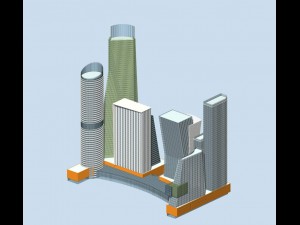 city office building construction avant-garde design hotel - 533 3D Model
