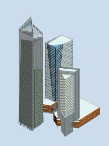 city office building construction avant-garde design hotel - 536 Model 3D .c4d .max .obj .3ds .fbx .stl .blend 