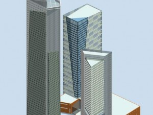 city office building construction avant-garde design hotel - 536 3D Модель