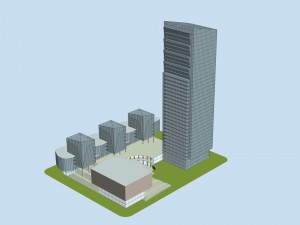 city office building construction avant-garde design hotel - 537 3D Модель