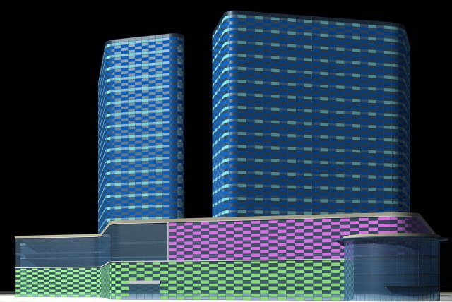 city office building construction avant-garde design hotel - 539 3D मॉडल .c4d .max .obj .3ds .fbx .stl .blend 