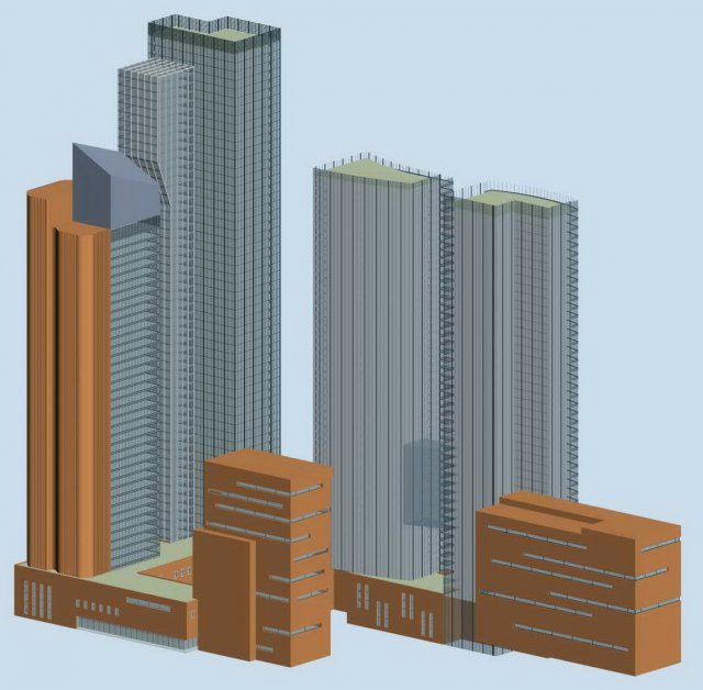 city office building construction avant-garde design hotel - 541 Model 3D .c4d .max .obj .3ds .fbx .stl .blend 