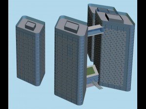 city office building construction avant-garde design hotel - 542 Model 3D