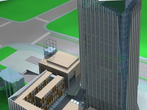 city office building construction avant-garde design hotel - 543 3D Model