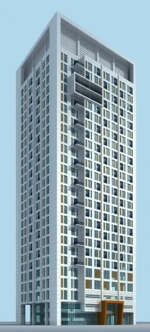 city office building construction avant-garde design hotel - 545 3D Model .c4d .max .obj .3ds .fbx .stl .blend