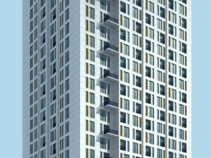 city office building construction avant-garde design hotel - 545 Model 3D