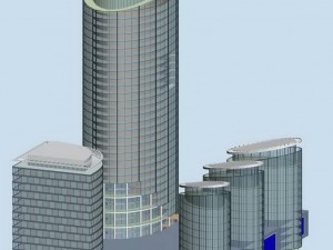 city office building construction avant-garde design hotel - 547 3D Model