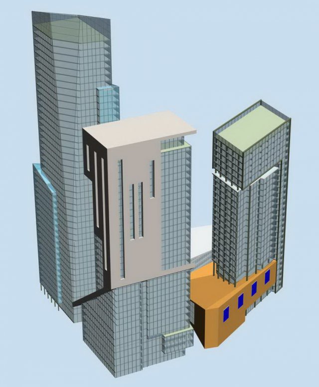 city office building construction avant-garde design hotel - 549 3D मॉडल .c4d .max .obj .3ds .fbx .stl .blend 
