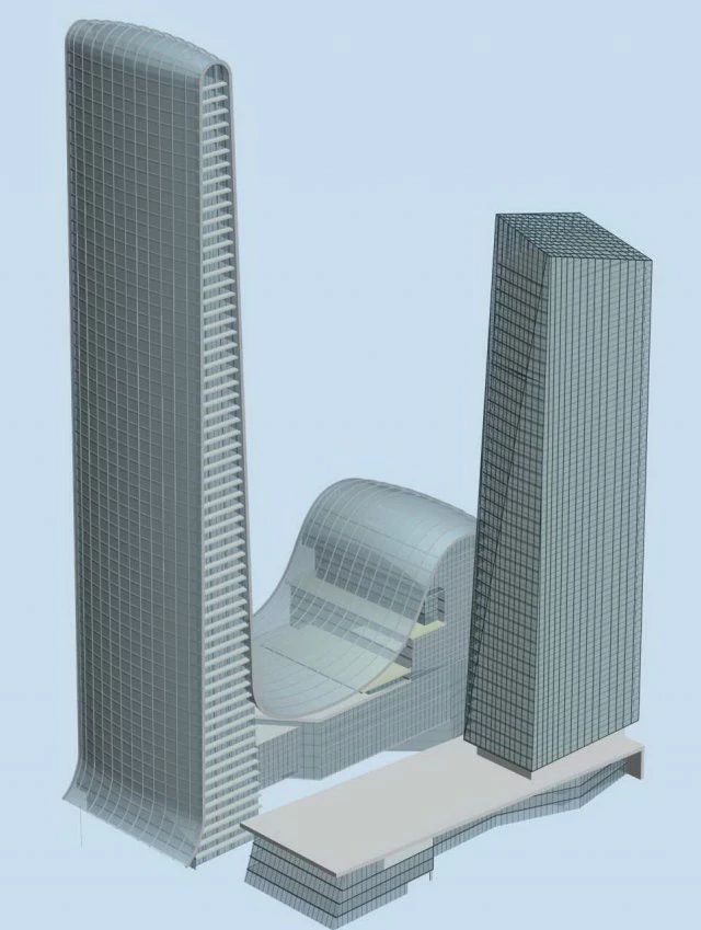 city office building construction avant-garde design hotel - 551 3D Model .c4d .max .obj .3ds .fbx .stl .blend 