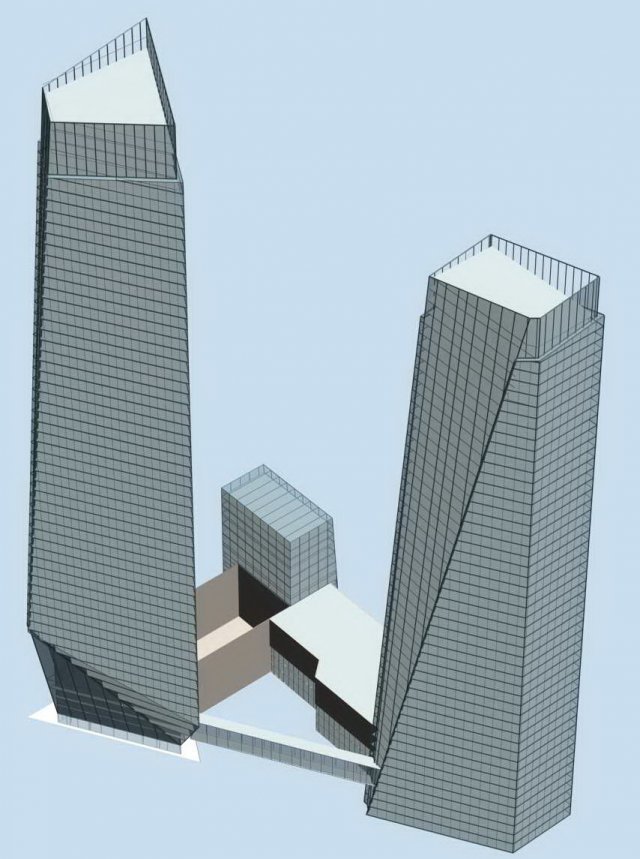 city office building construction avant-garde design hotel - 552 3D Model .c4d .max .obj .3ds .fbx .stl .blend