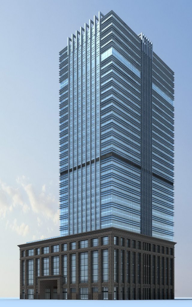 city office building construction avant-garde design hotel - 555 3D Model .c4d .max .obj .3ds .fbx .stl .blend 