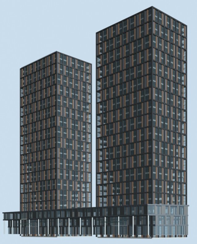 city office building construction avant-garde design hotel - 556 3D Model .c4d .max .obj .3ds .fbx .stl .blend 
