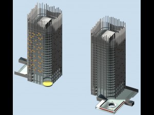 city office building construction avant-garde design hotel - 558 3D Model