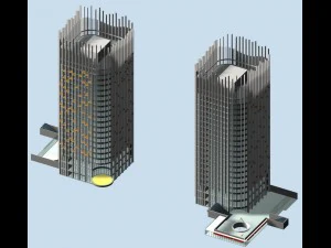 city office building construction avant-garde design hotel - 558 3D Model