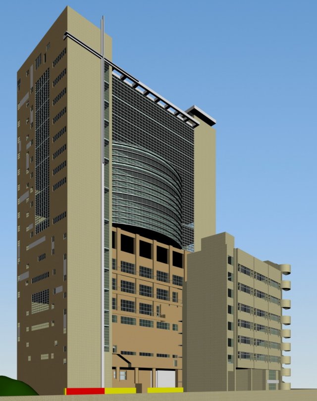 city office building construction avant-garde design hotel - 559 3D Model .c4d .max .obj .3ds .fbx .stl .blend 
