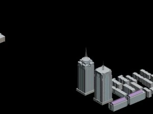 city office building construction avant-garde design hotel - 560 3D Model