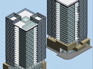 city office building construction avant-garde design hotel - 563 Model 3D