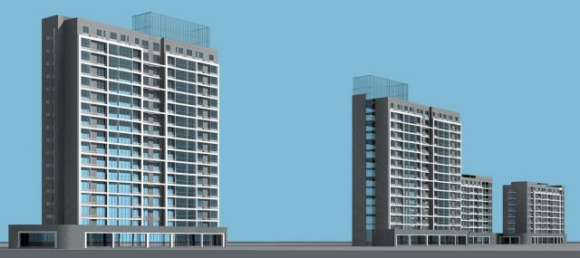 city office building construction avant-garde design hotel - 5613 3D Model .c4d .max .obj .3ds .fbx .stl .blend 