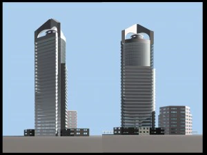 city office building construction avant-garde design hotel - 5619 3D Model
