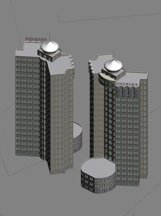 city office building construction avant-garde design hotel - 5621 3D Model .c4d .max .obj .3ds .fbx .stl .blend 