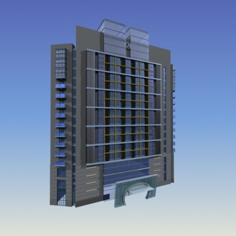 city office building construction avant-garde design hotel - 5624 3D-Modell .c4d .max .obj .3ds .fbx .stl .blend 