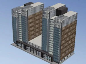 місто офісна будівля будівництво авангардний дизайн готель - 5626 3D Модель