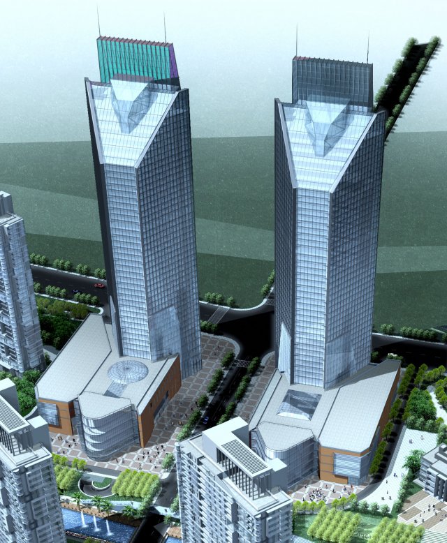 city office building construction avant-garde design hotel - 5628 3D 모델 .c4d .max .obj .3ds .fbx .stl .blend 