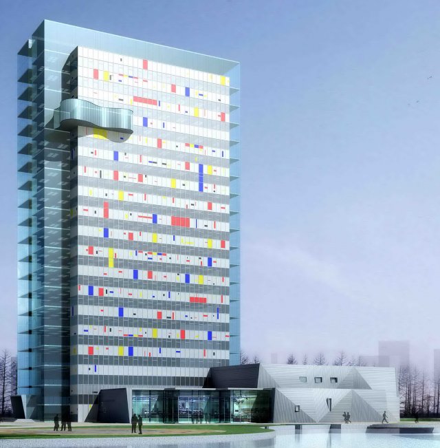 city office building construction avant-garde design hotel - 5632 3D Модель .c4d .max .obj .3ds .fbx .stl .blend 