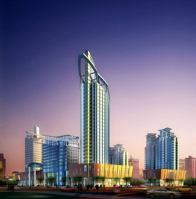 city office building construction avant-garde design hotel - 5634 3D Модель .c4d .max .obj .3ds .fbx .stl .blend 