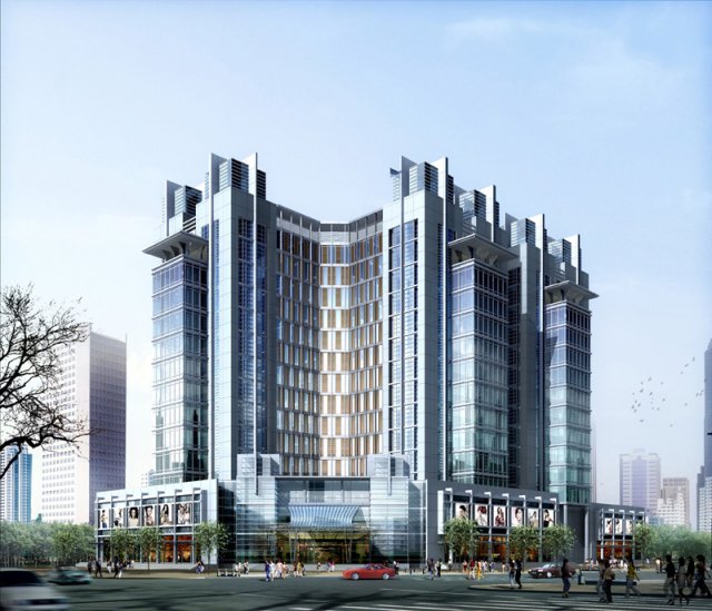 city office building construction avant-garde design hotel - 5637 3D Model .c4d .max .obj .3ds .fbx .stl .blend