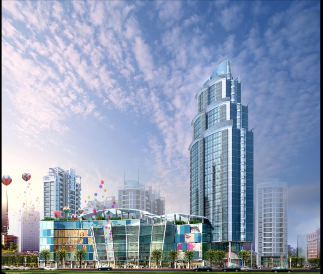 city office building construction avant-garde design hotel - 5646 3D Model .c4d .max .obj .3ds .fbx .stl .blend 