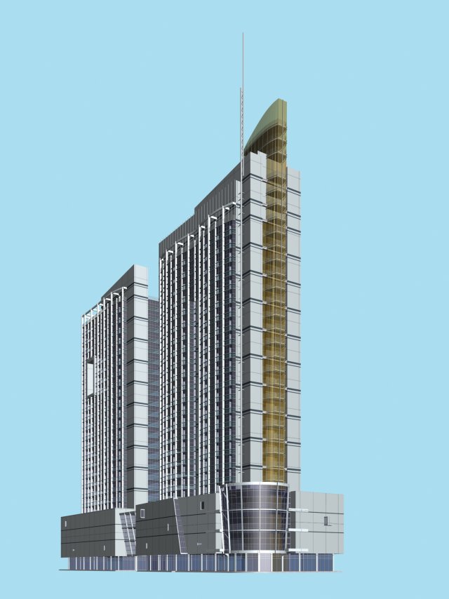 city office building construction avant-garde design hotel - 5668 3D-Modell .c4d .max .obj .3ds .fbx .stl .blend 