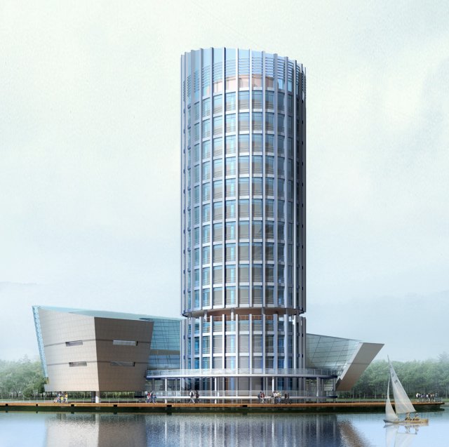 city office building construction avant-garde design hotel - 5669 3D Modell .c4d .max .obj .3ds .fbx .stl .blend