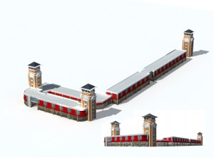 city office building construction avant-garde design hotel - 5672 Model 3D