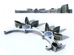 city office building construction avant-garde design hotel - 5698 3D Модель