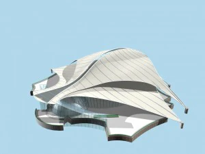 містобудівна офісна будівля модний дизайн - 552 3D Модель