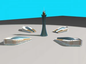 містобудівна офісна будівля модний дизайн - 559 3D Модель