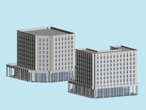 city hotel simple office building - 271 3D Model
