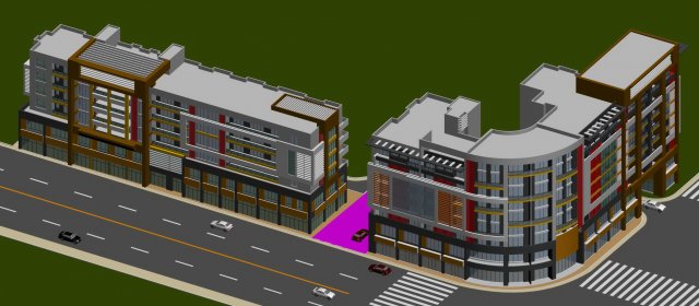 city planning fashionable commercial street office design - 01 3D Model .c4d .max .obj .3ds .fbx .stl .blend 
